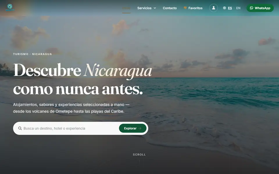 Captura de la página de inicio de NicExplorer